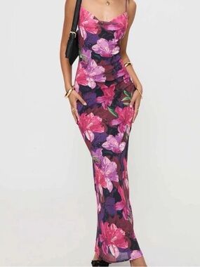 Princess Polly Floral Slip Maxi Dress in Pink and Purple
